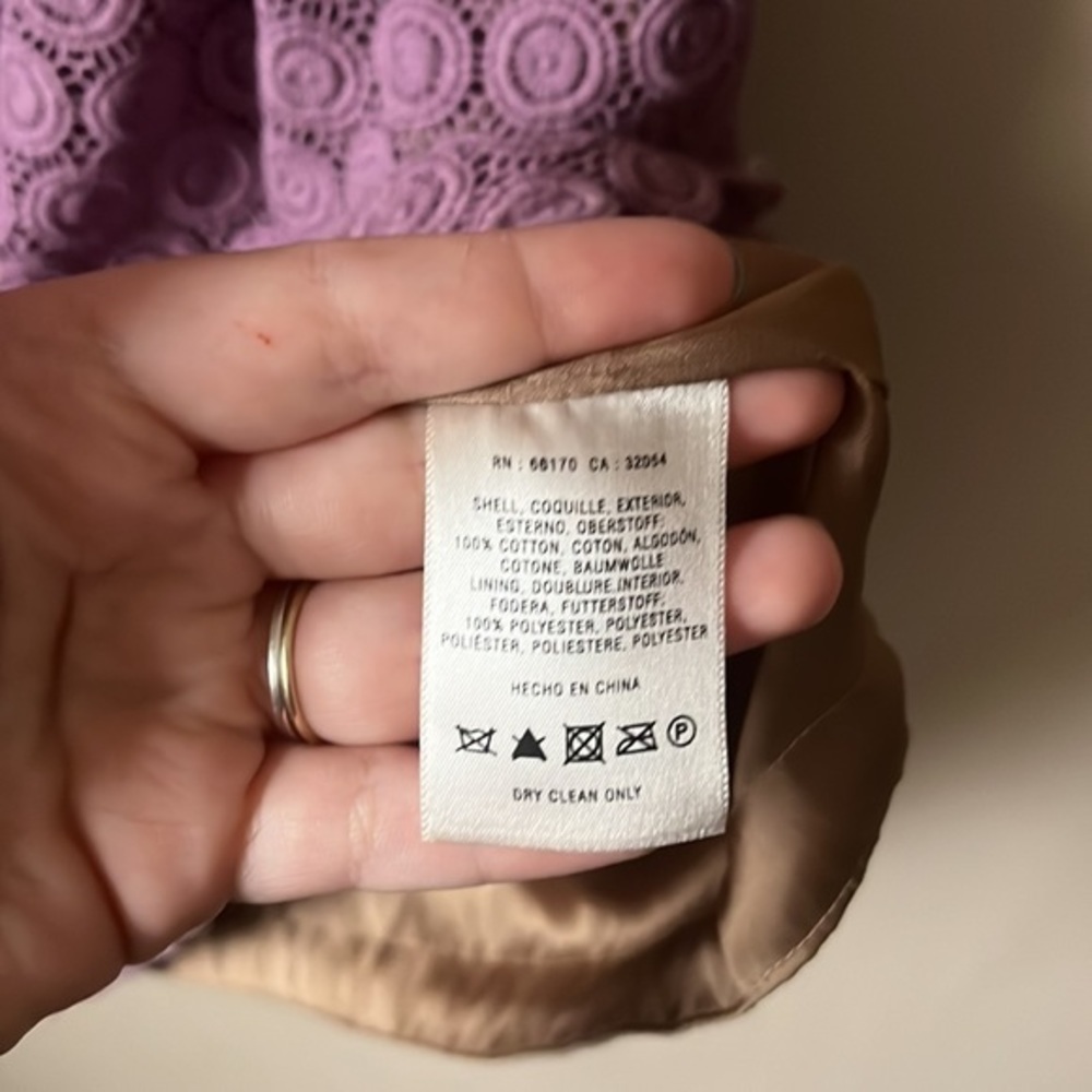 Anthro | Maeve Dusty Lilac “Gathered Lace” Eyelet Dress Size 2 Euro Summer - Picture 8 of 10